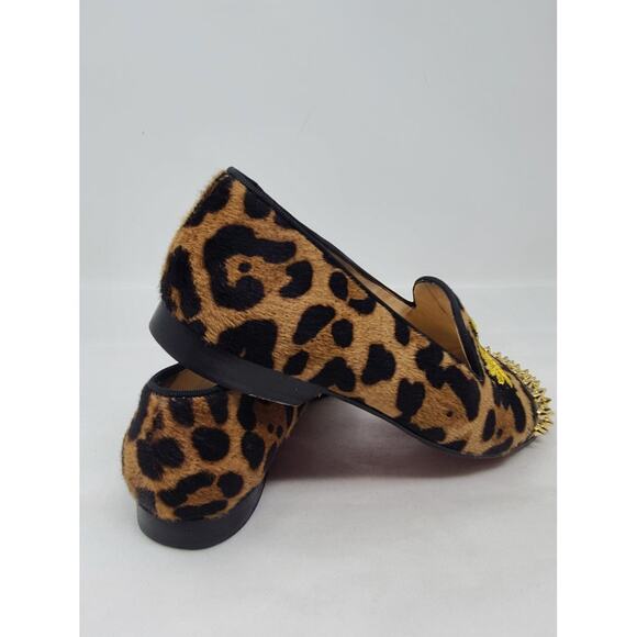 Christian Louboutin Leopard Spike Logo Printed Loafers 39.5 EU - Picture 7 of 10